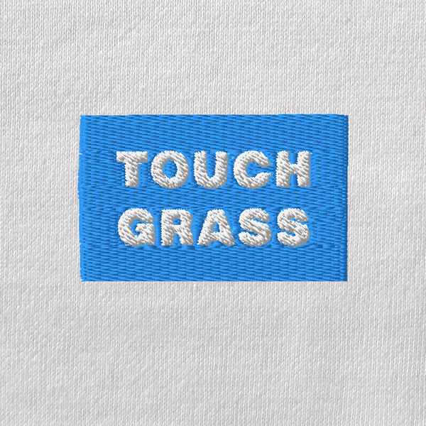 Unisex Eco Raglan Hoodie - WHITE - TOUCH GRASS (blue)