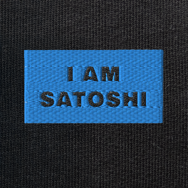 Unisex Eco Sweatshirt - BLACK - I AM SATOSHI (blue)