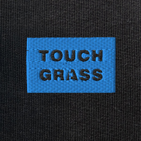Unisex Eco Sweatshirt - BLACK - TOUCH GRASS (blue)