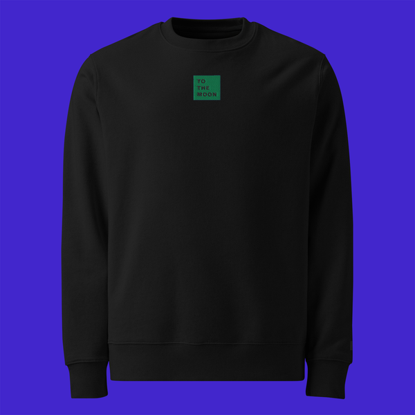 Unisex Eco Sweatshirt - BLACK - TO THE MOON (green)