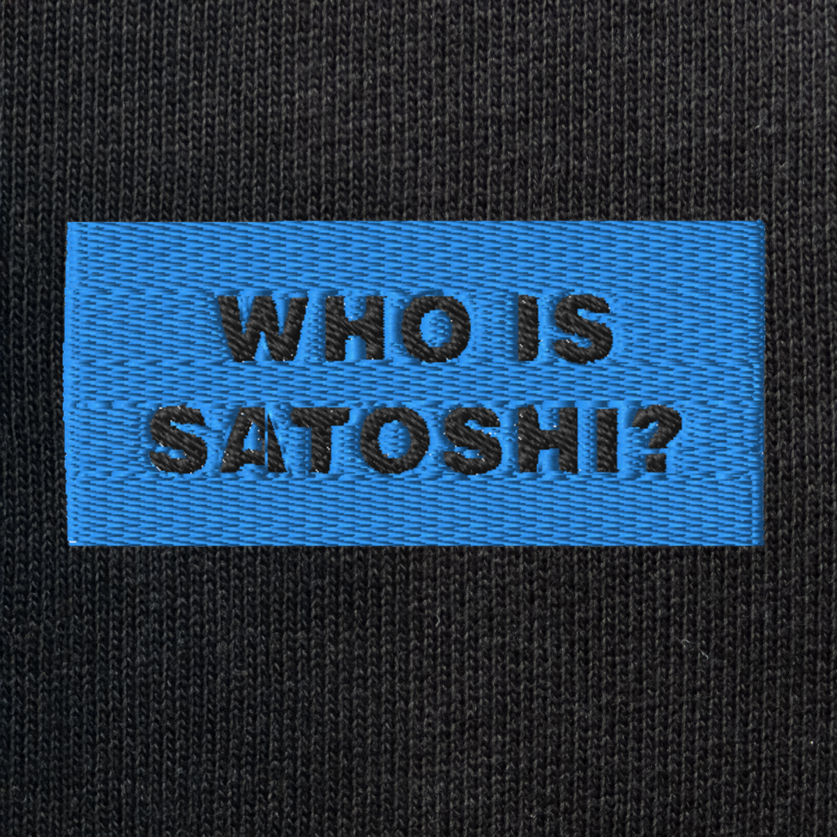 Unisex Eco Sweatshirt - BLACK - WHO IS SATOSHI (blue)
