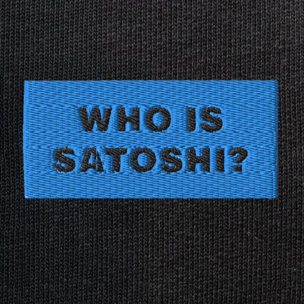 Unisex Eco Sweatshirt - BLACK - WHO IS SATOSHI (blue)