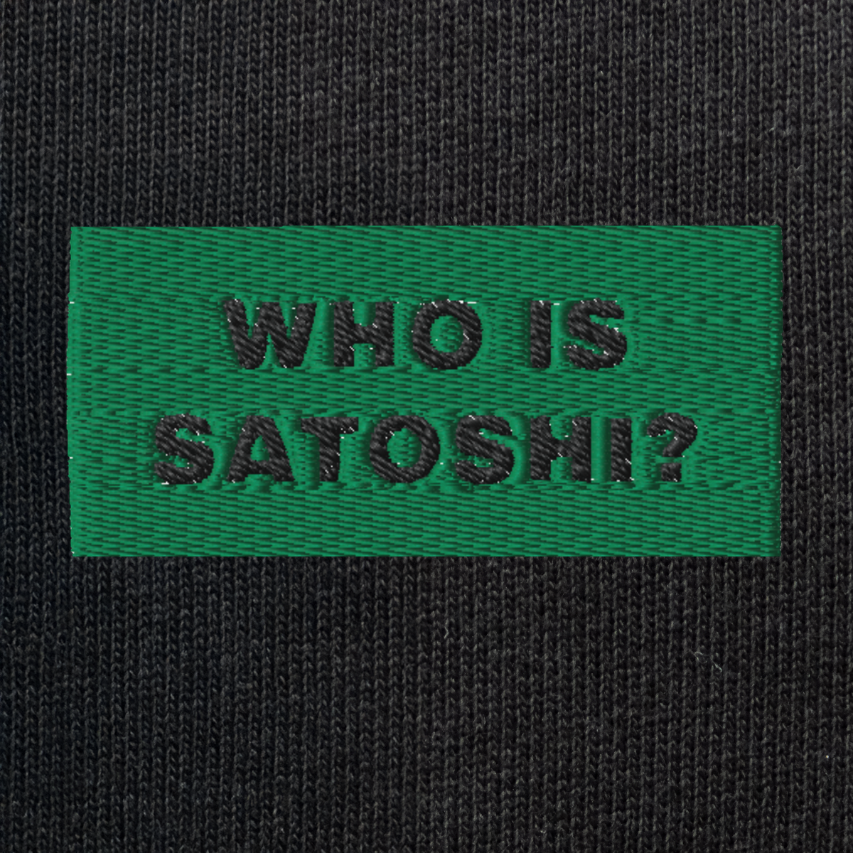 Unisex Eco Sweatshirt - BLACK - WHO IS SATOSHI (green)