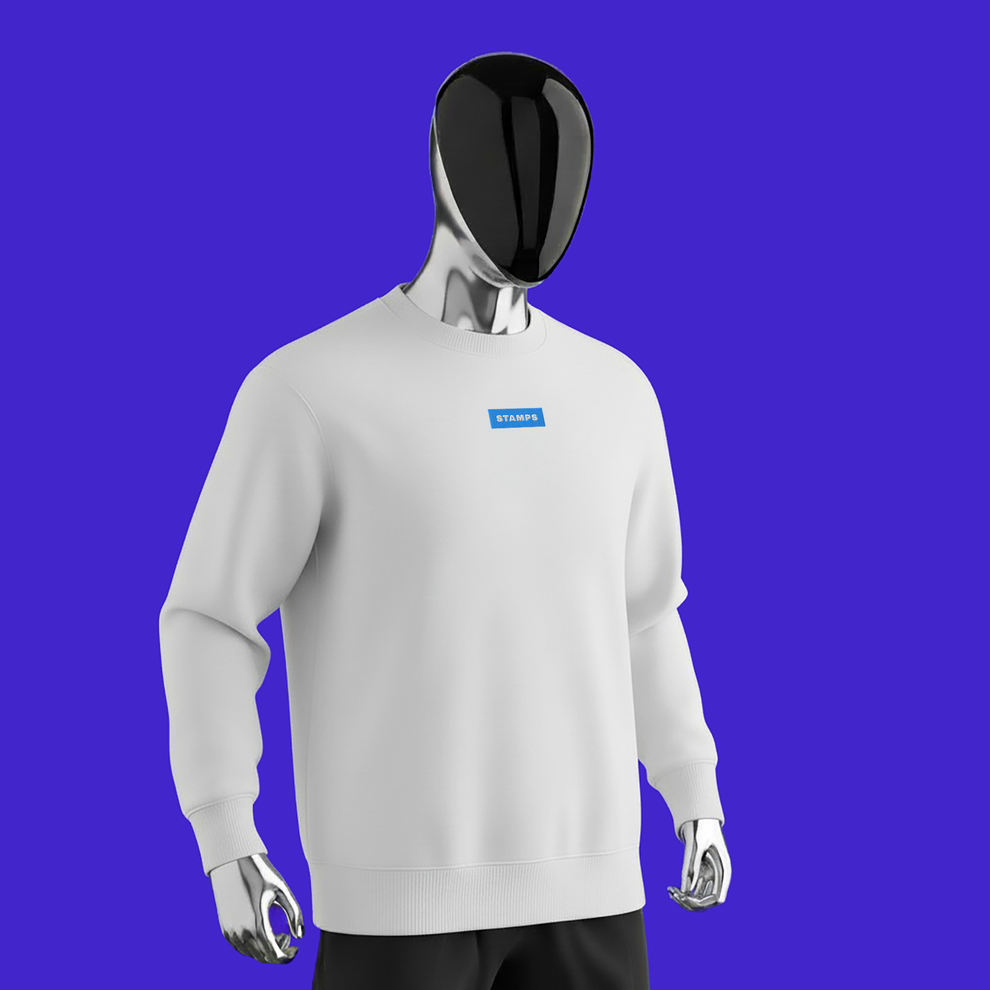 Unisex Eco Sweatshirt - WHITE - STAMPS (blue)