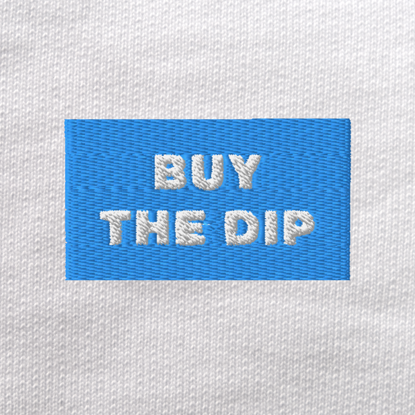 Unisex Eco Sweatshirt - WHITE - BUY THE DIP (blue)