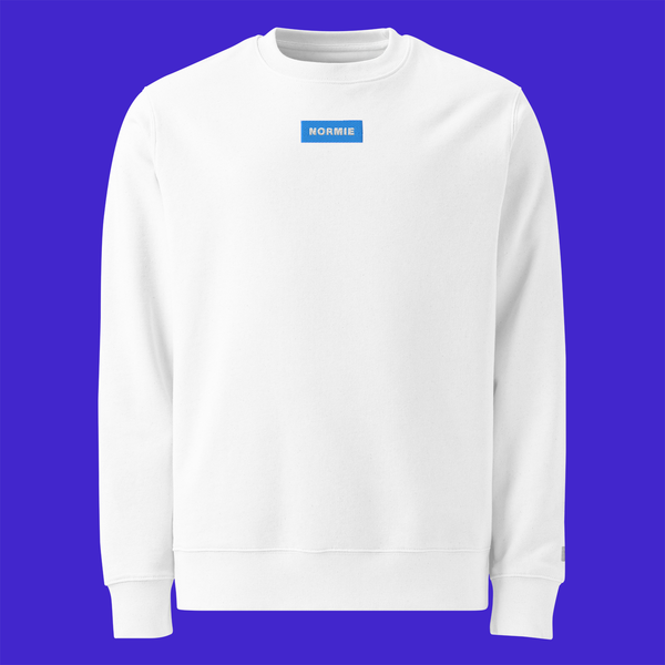 Unisex Eco Sweatshirt - WHITE - NORMIE (blue)