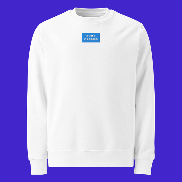 Unisex Eco Sweatshirt - WHITE - PUMP DREAMS (blue)