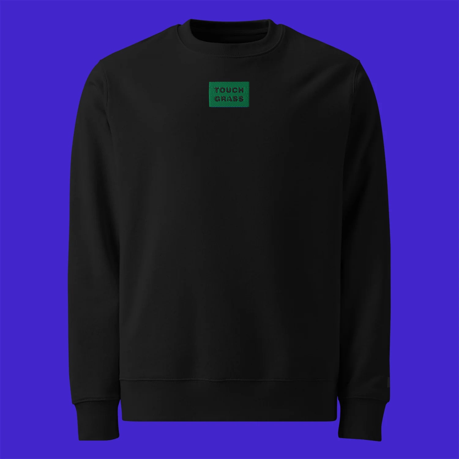 Unisex Eco Sweatshirt - BLACK - TOUCH GRASS (green)