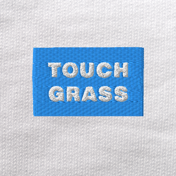 Unisex Eco Sweatshirt - WHITE - TOUCH GRASS (blue)