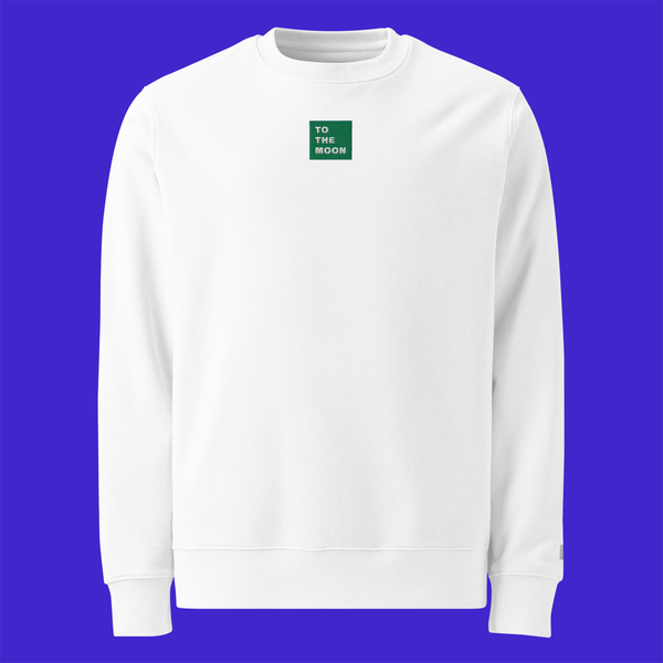 Unisex Eco Sweatshirt - WHITE - TO THE MOON (green)