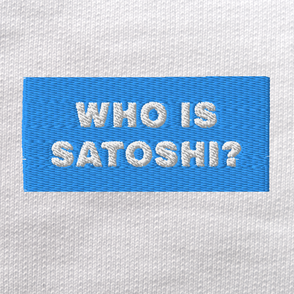 Unisex Eco Sweatshirt - WHITE - WHO IS SATOSHI (blue)