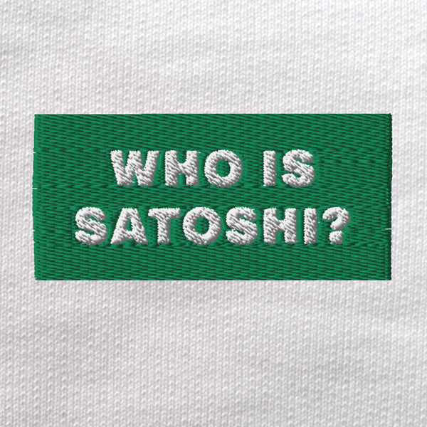 Unisex Eco Sweatshirt - WHITE - WHO IS SATOSHI (green)