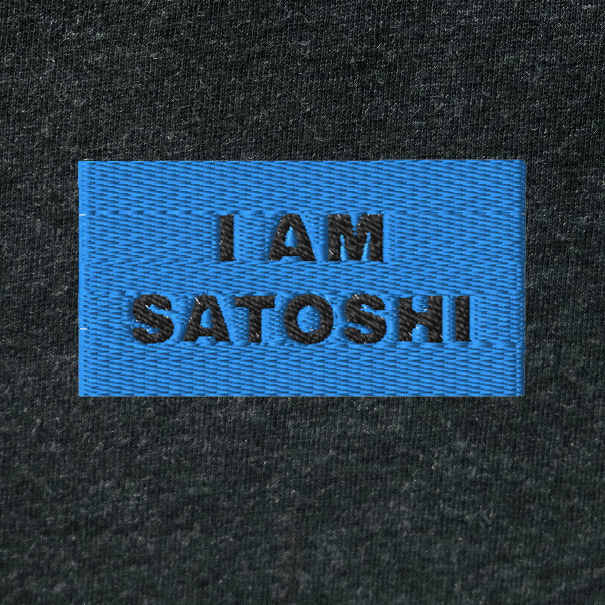 Unisex Hooded Long Sleeve Tee - BLACK - I AM SATOSHI (blue)