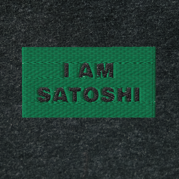 Unisex Hooded Long Sleeve Tee - BLACK - I AM SATOSHI (green)