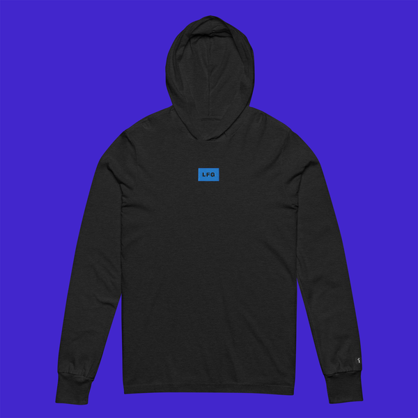 Unisex Hooded Long Sleeve Tee - BLACK - LFG (blue)