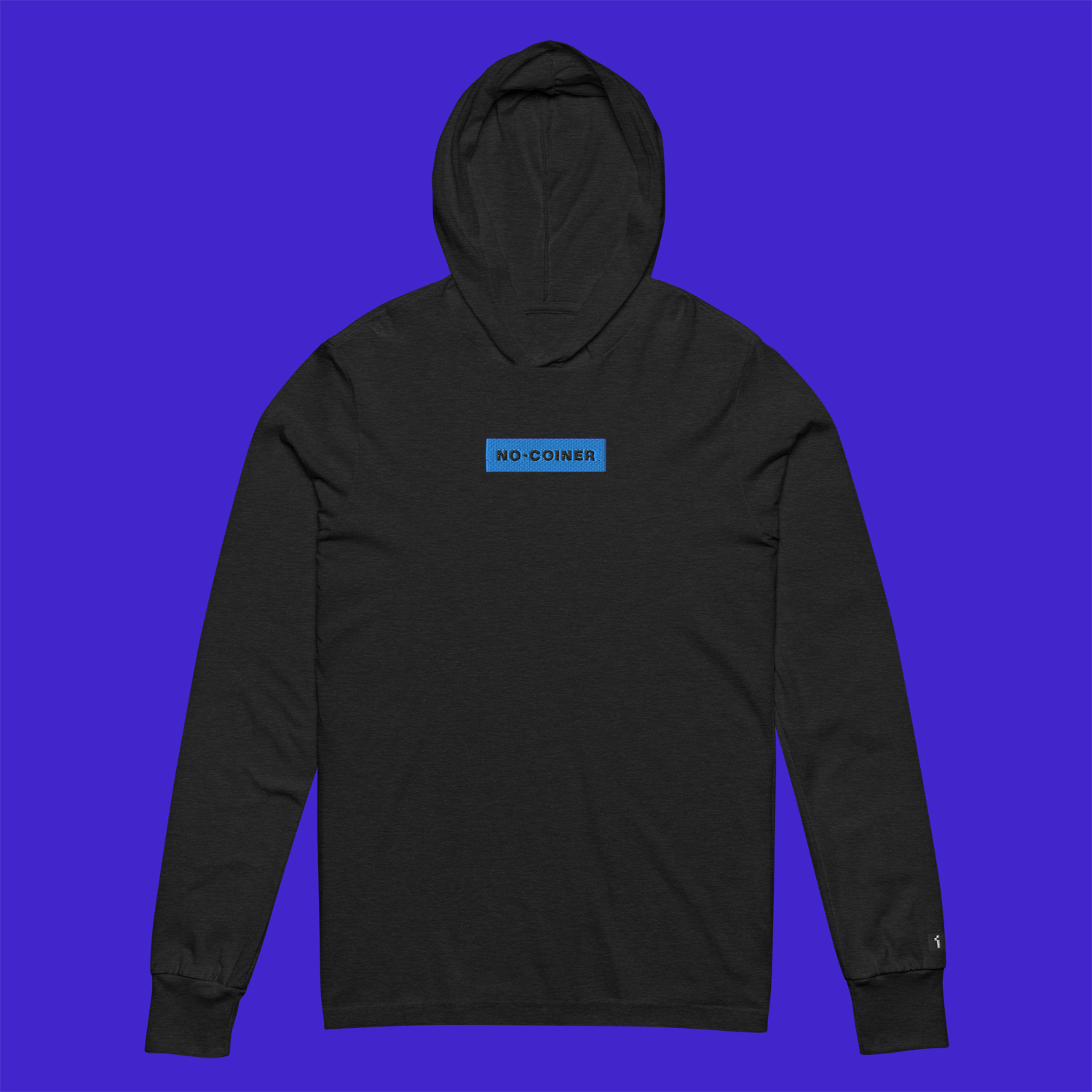 Unisex Hooded Long Sleeve Tee - BLACK - NO-COINER (blue)