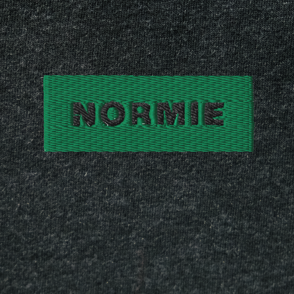Unisex Hooded Long Sleeve Tee - BLACK - NORMIE (green)