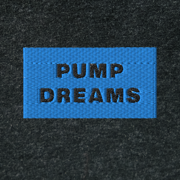 Unisex Hooded Long Sleeve Tee - BLACK - PUMP DREAMS (blue)