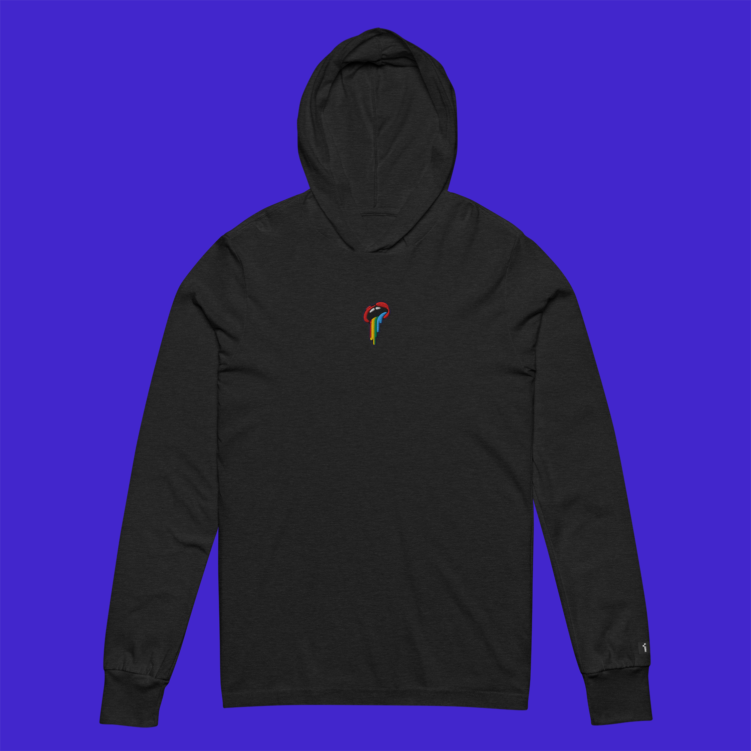 Unisex Hooded Long Sleeve Tee - BLACK - Rainbow