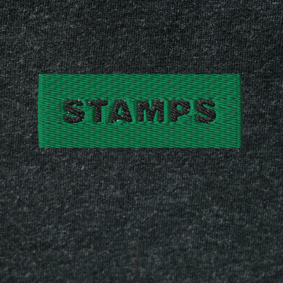 Unisex Hooded Long Sleeve Tee - BLACK - STAMPS (green)