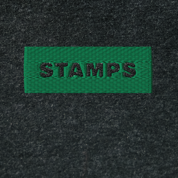 Unisex Hooded Long Sleeve Tee - BLACK - STAMPS (green)