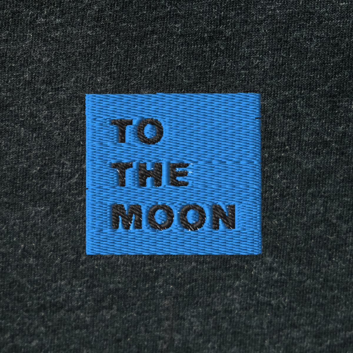 Unisex Hooded Long Sleeve Tee - BLACK - TO THE MOON (blue)