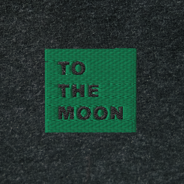 Unisex Hooded Long Sleeve Tee - BLACK - TO THE MOON (green)