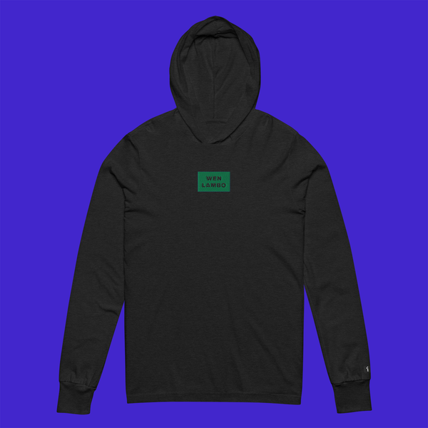 Unisex Hooded Long Sleeve Tee - BLACK - WEN LAMBO (green)