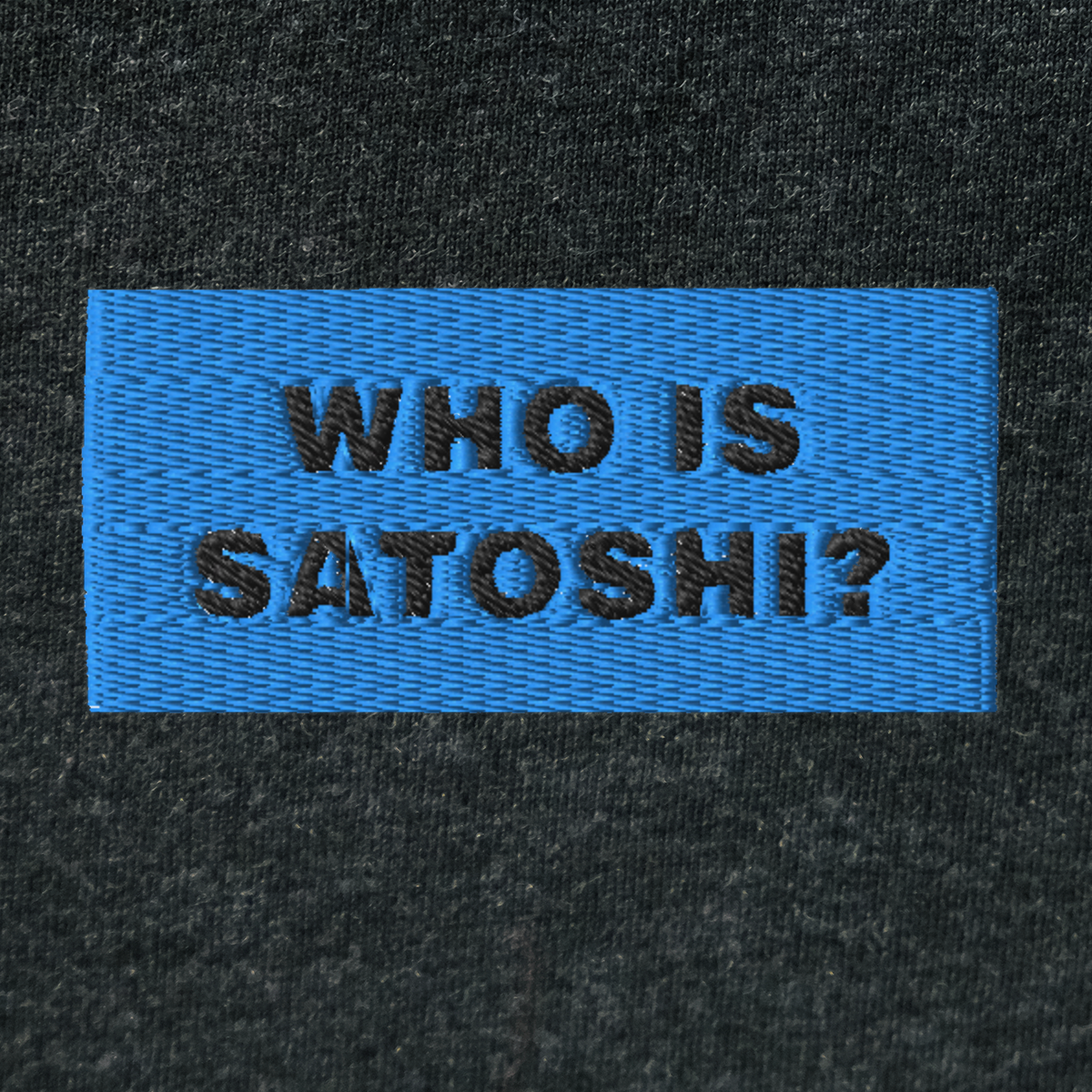 Unisex Hooded Long Sleeve Tee - BLACK - WHO IS SATOSHI (blue)