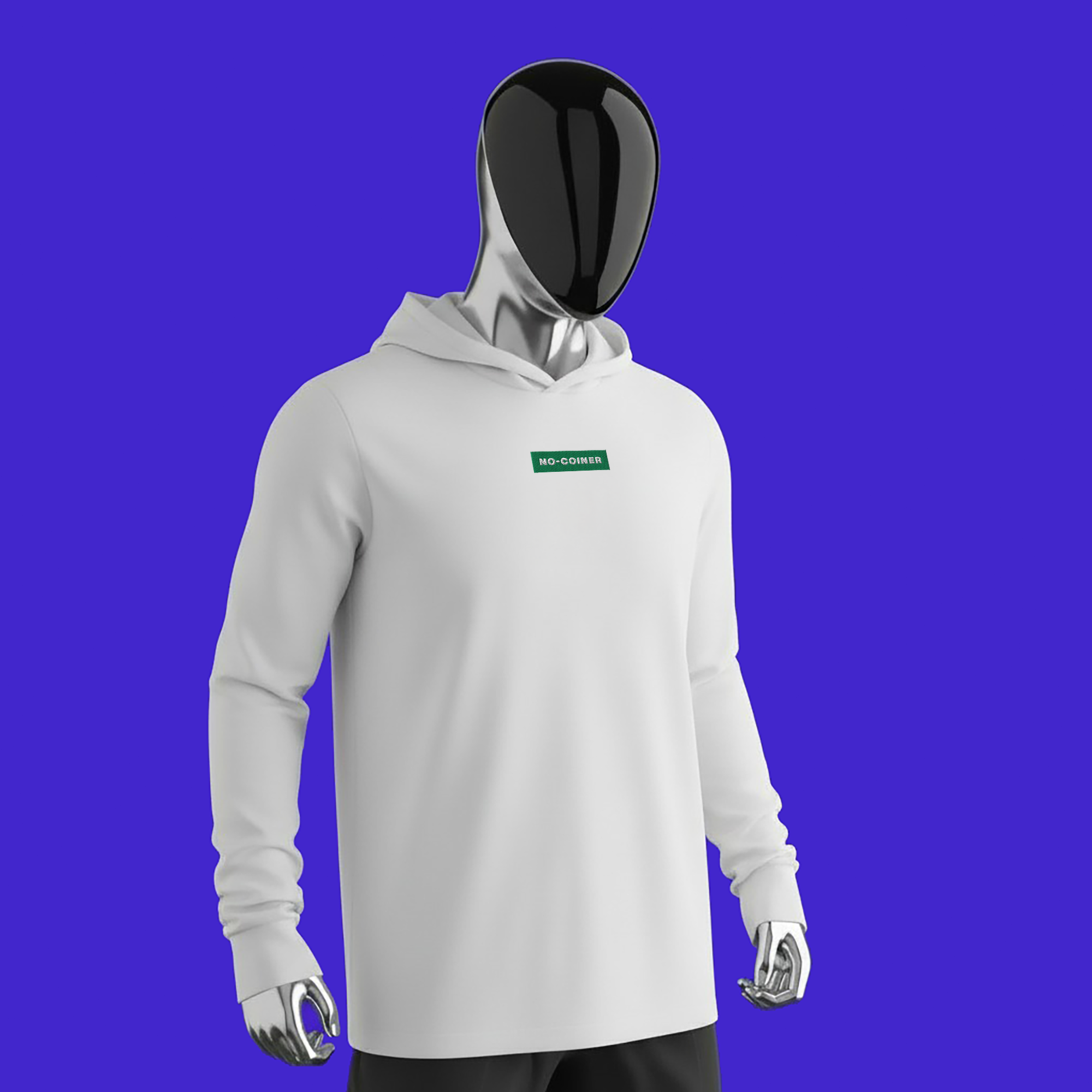 Unisex Hooded Long Sleeve Tee - WHITE - NO-COINER (green)