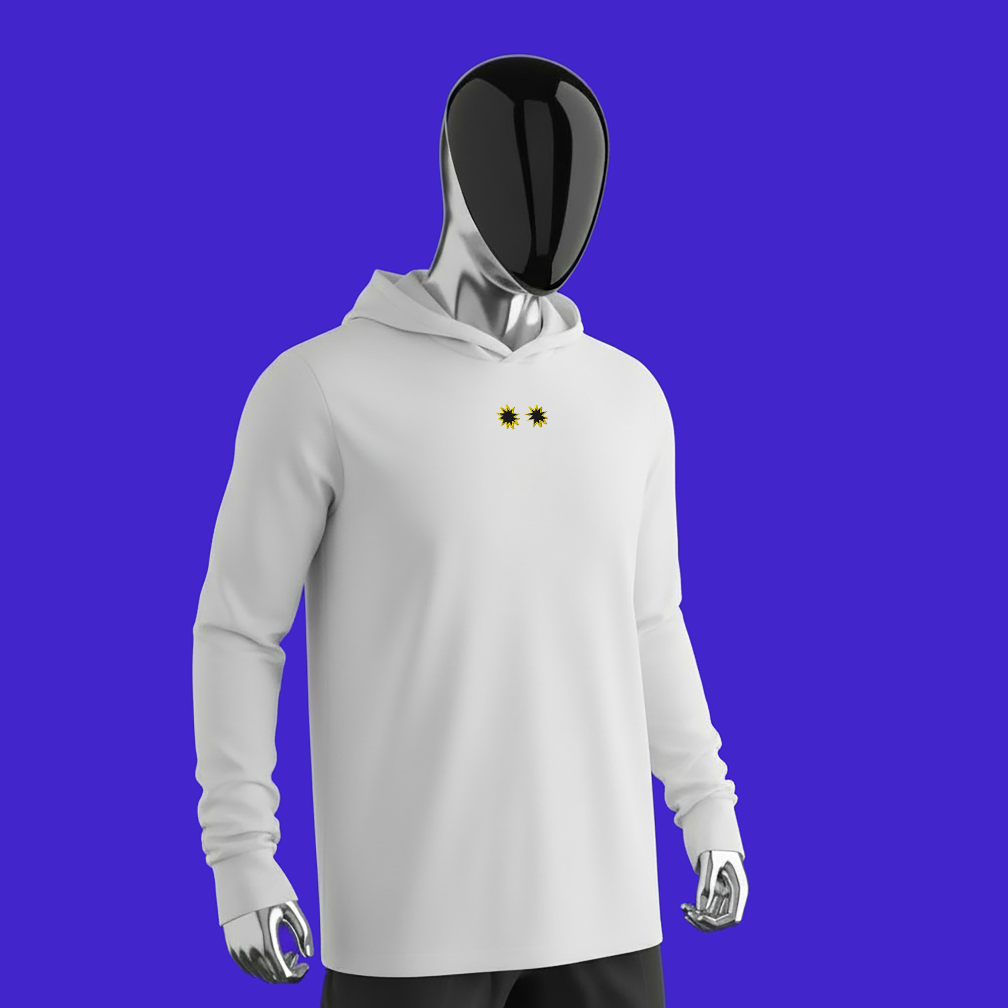 Unisex Hooded Long Sleeve Tee - WHITE - StarsEyes