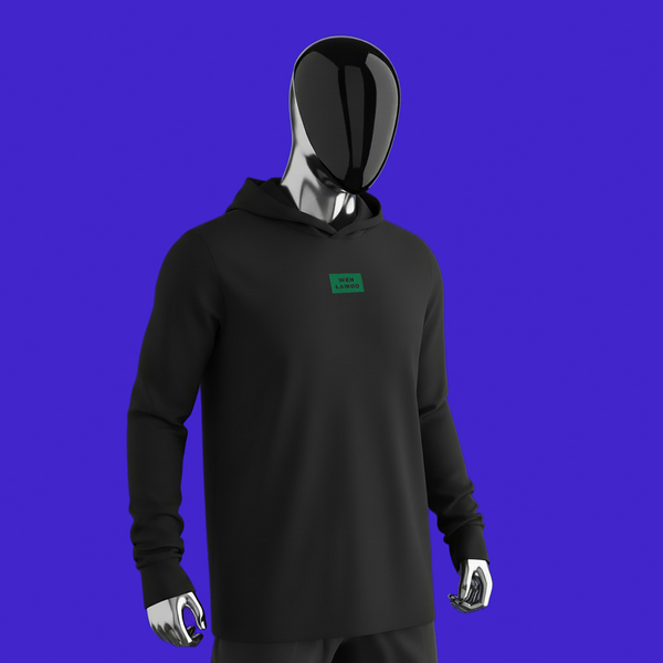 Unisex Hooded Long Sleeve Tee - BLACK - WEN LAMBO (green)