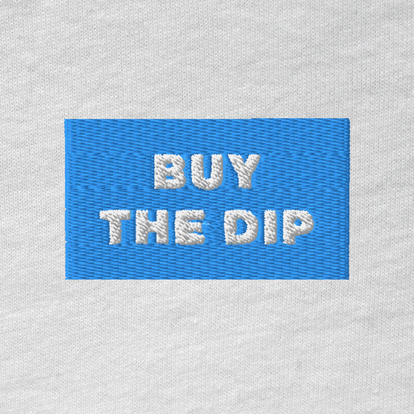 Unisex Hooded Long Sleeve Tee - WHITE - BUY THE DIP (blue)