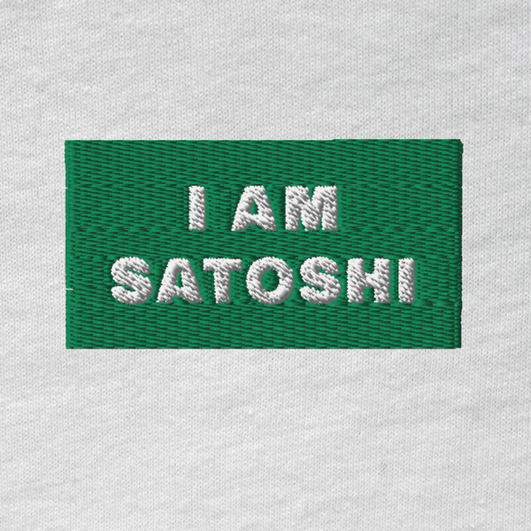 Unisex Hooded Long Sleeve Tee - WHITE - I AM SATOSHI (green)