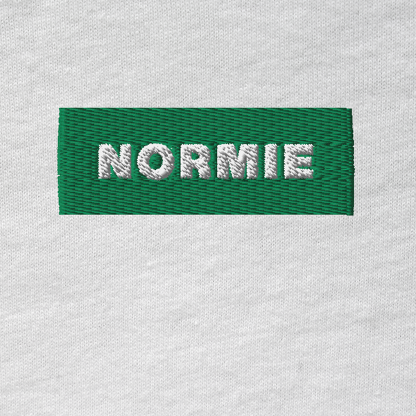 Unisex Hooded Long Sleeve Tee - WHITE - NORMIE (green)