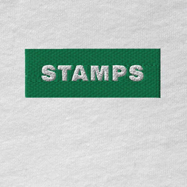 Unisex Hooded Long Sleeve Tee - WHITE - STAMPS (green)