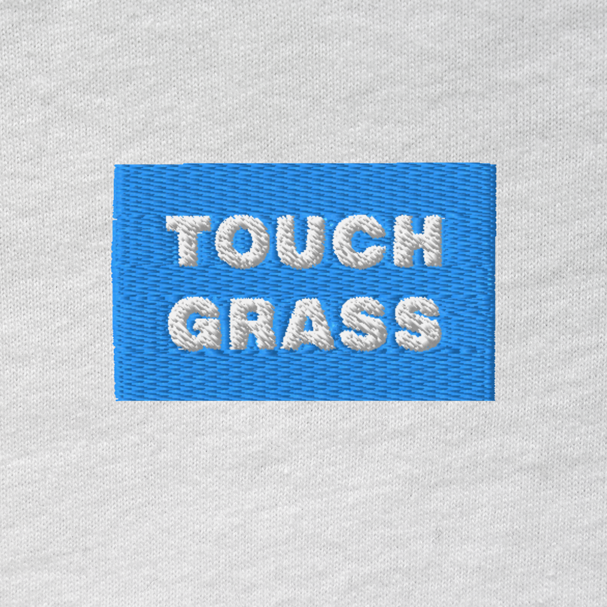 Unisex Hooded Long Sleeve Tee - WHITE - TOUCH GRASS (blue)