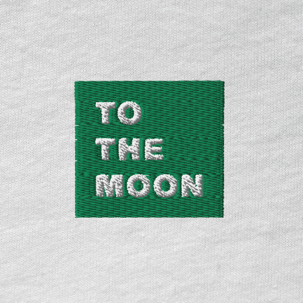 Unisex Hooded Long Sleeve Tee - WHITE - TO THE MOON (green)