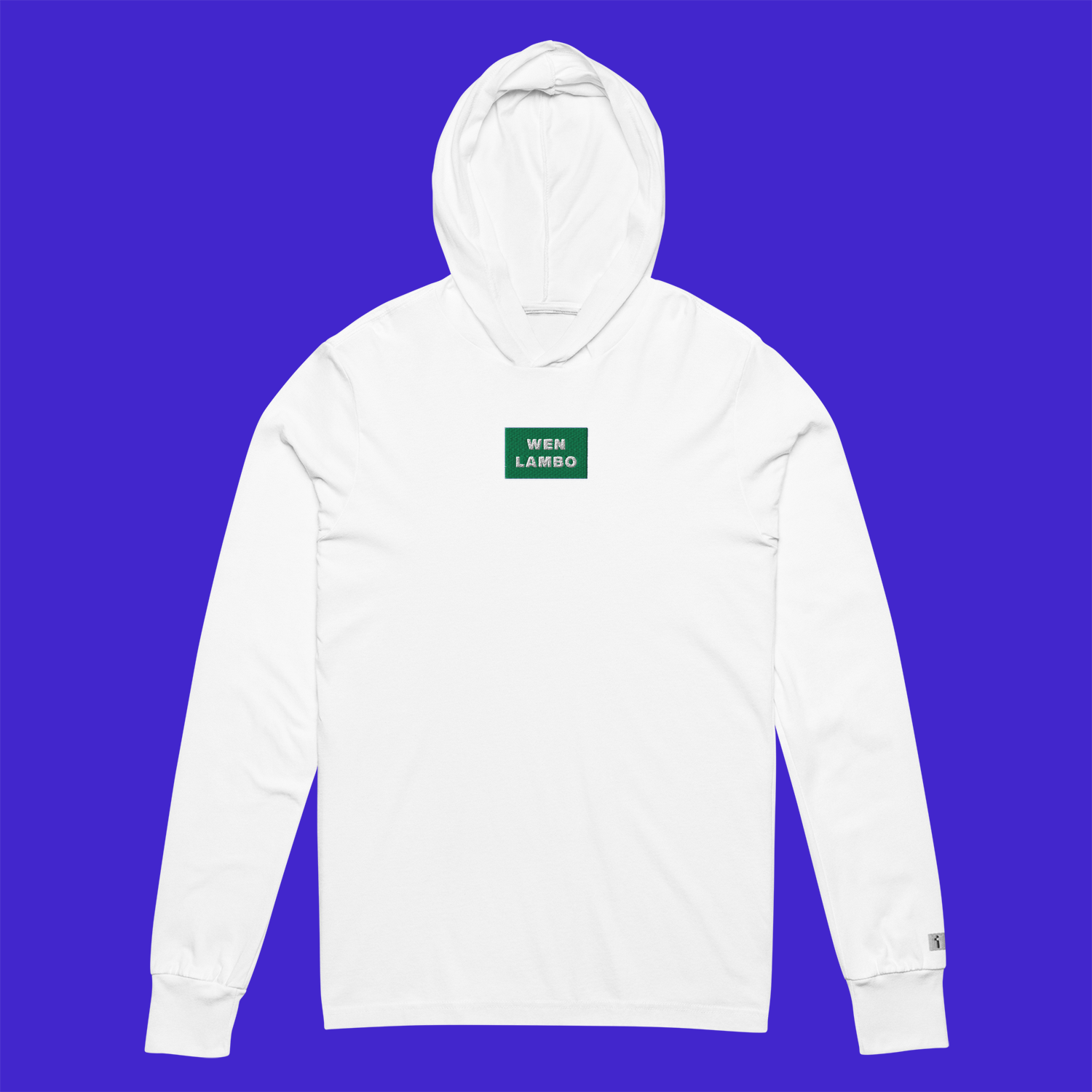 Unisex Hooded Long Sleeve Tee - WHITE - WEN LAMBO (green)