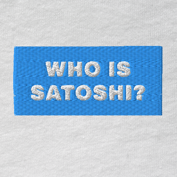 Unisex Hooded Long Sleeve Tee - WHITE - WHO IS SATOSHI (blue)