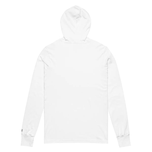 Unisex Hooded Long Sleeve Tee - WHITE - TOUCH GRASS (green)