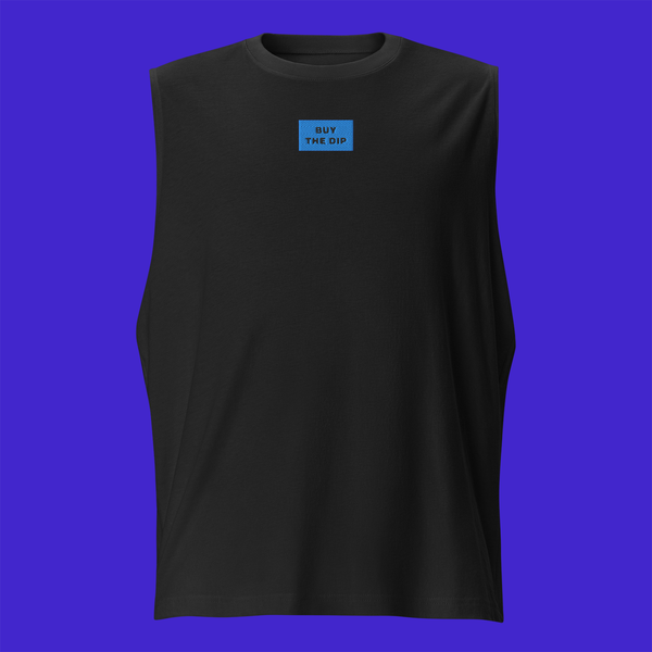 Unisex Muscle Shirt - BLACK - BUY THE DIP (blue)