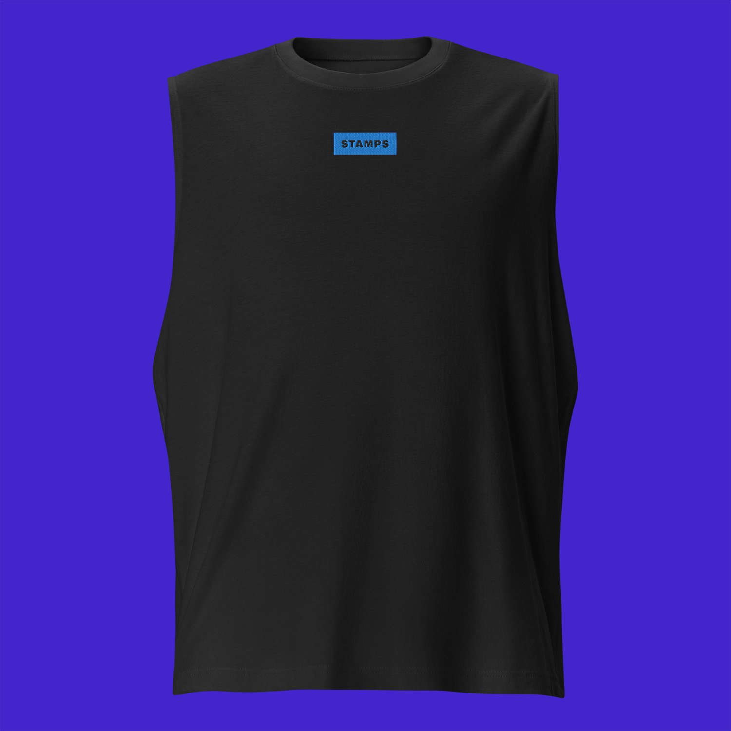 Unisex Muscle Shirt - BLACK - STAMPS (blue)