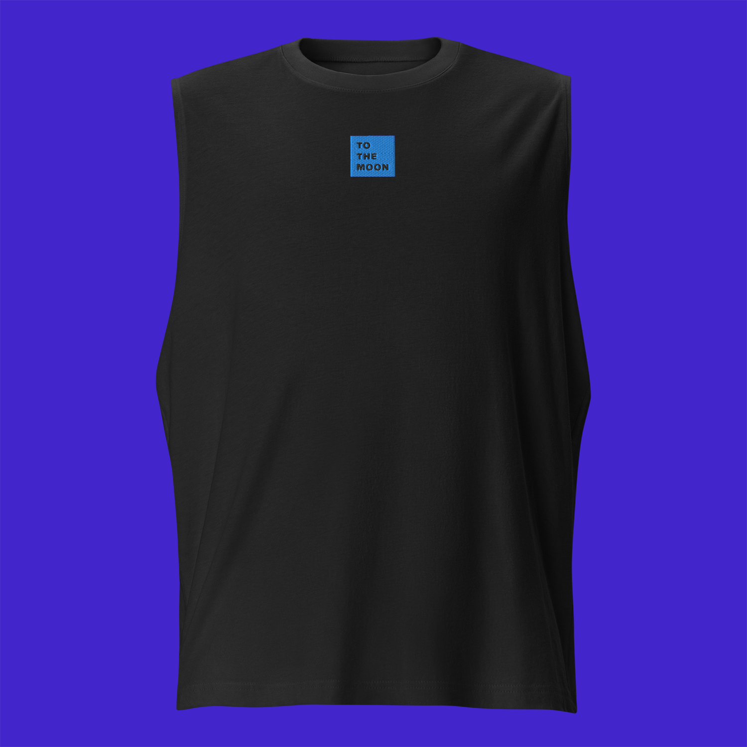 Unisex Muscle Shirt - BLACK - TO THE MOON (blue)