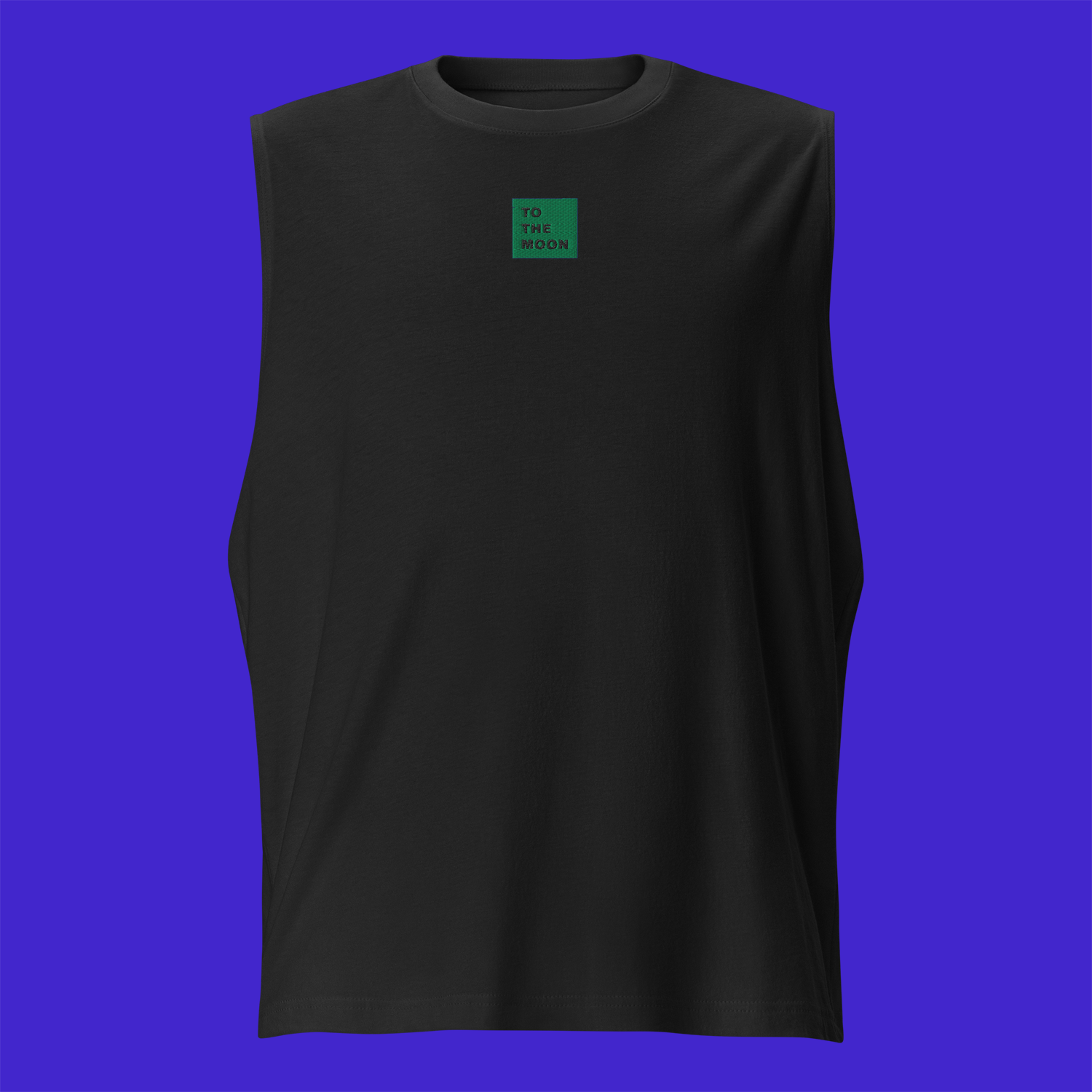 Unisex Muscle Shirt - BLACK - TO THE MOON (green)