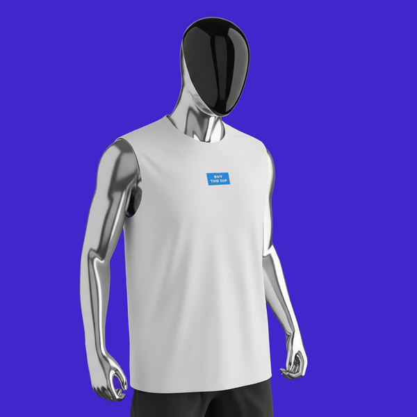 Unisex Muscle Shirt - WHITE - BUY THE DIP (blue)