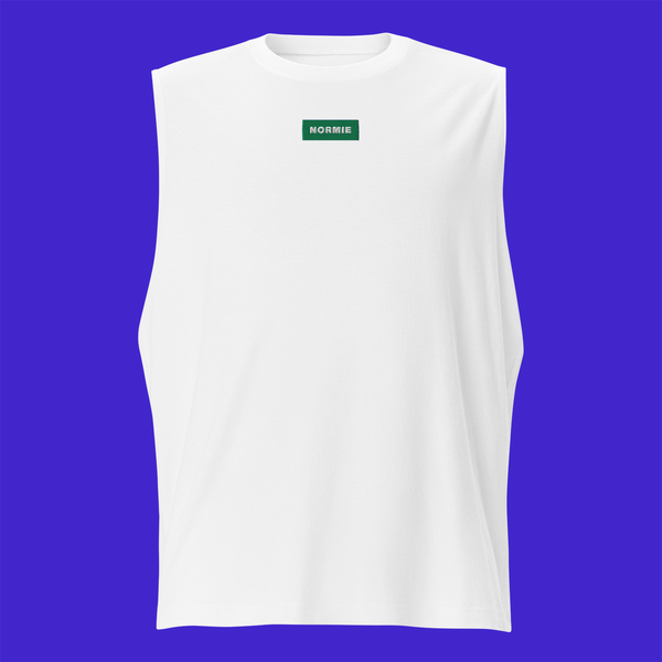 Unisex Muscle Shirt - WHITE - NORMIE (green)
