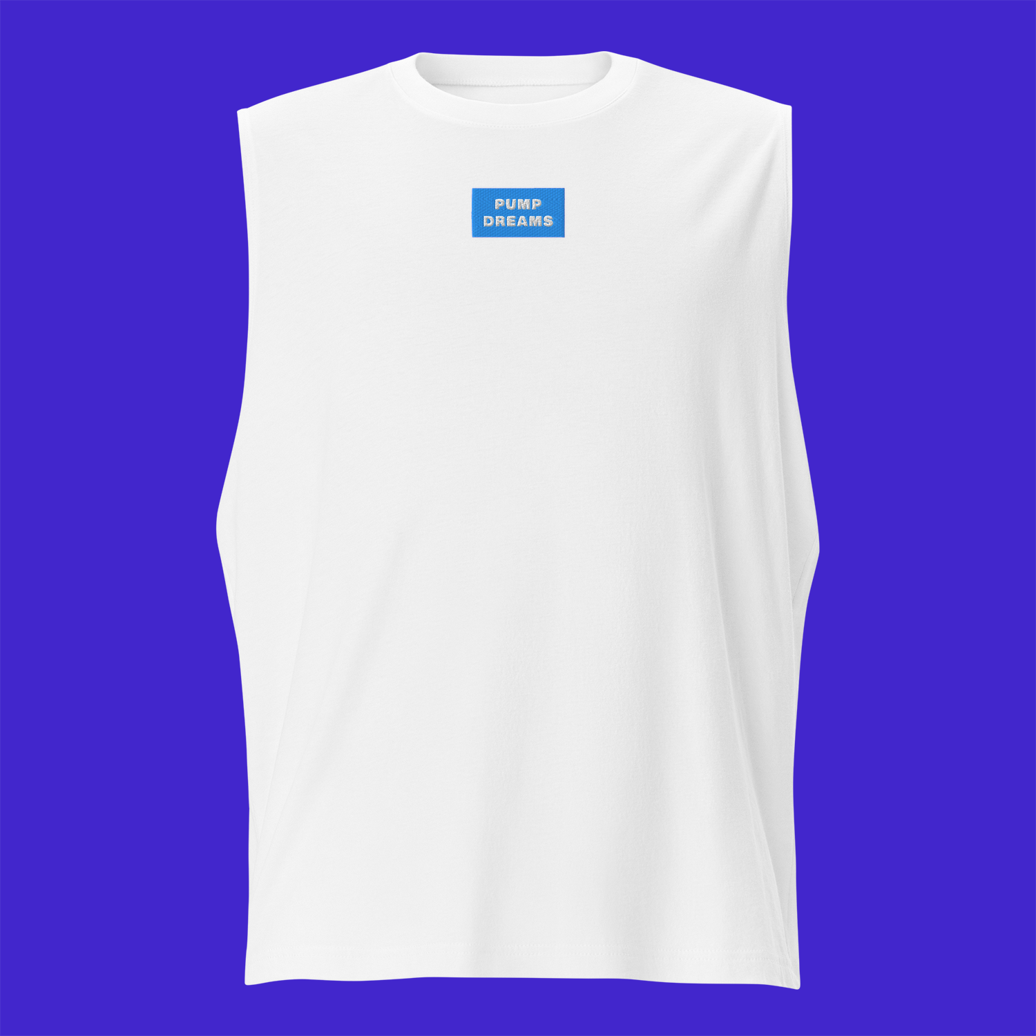 Unisex Muscle Shirt - WHITE - PUMP DREAMS (blue)