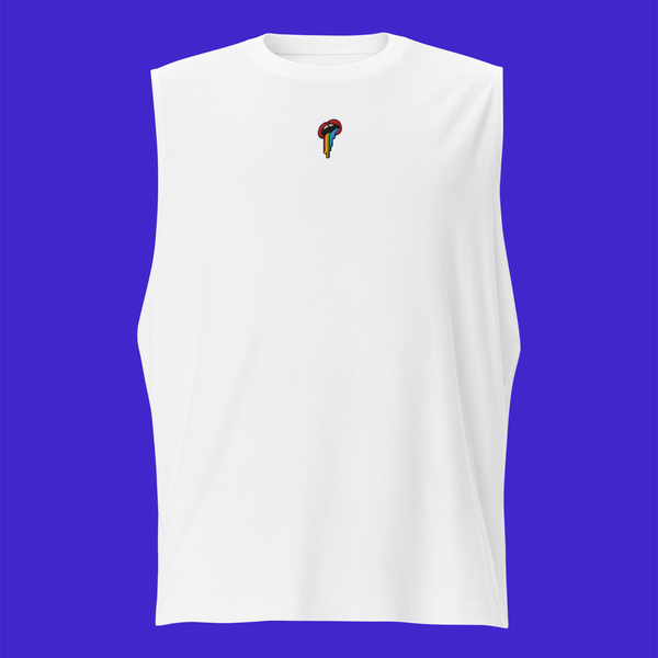 Unisex Muscle Shirt - WHITE - Rainbow