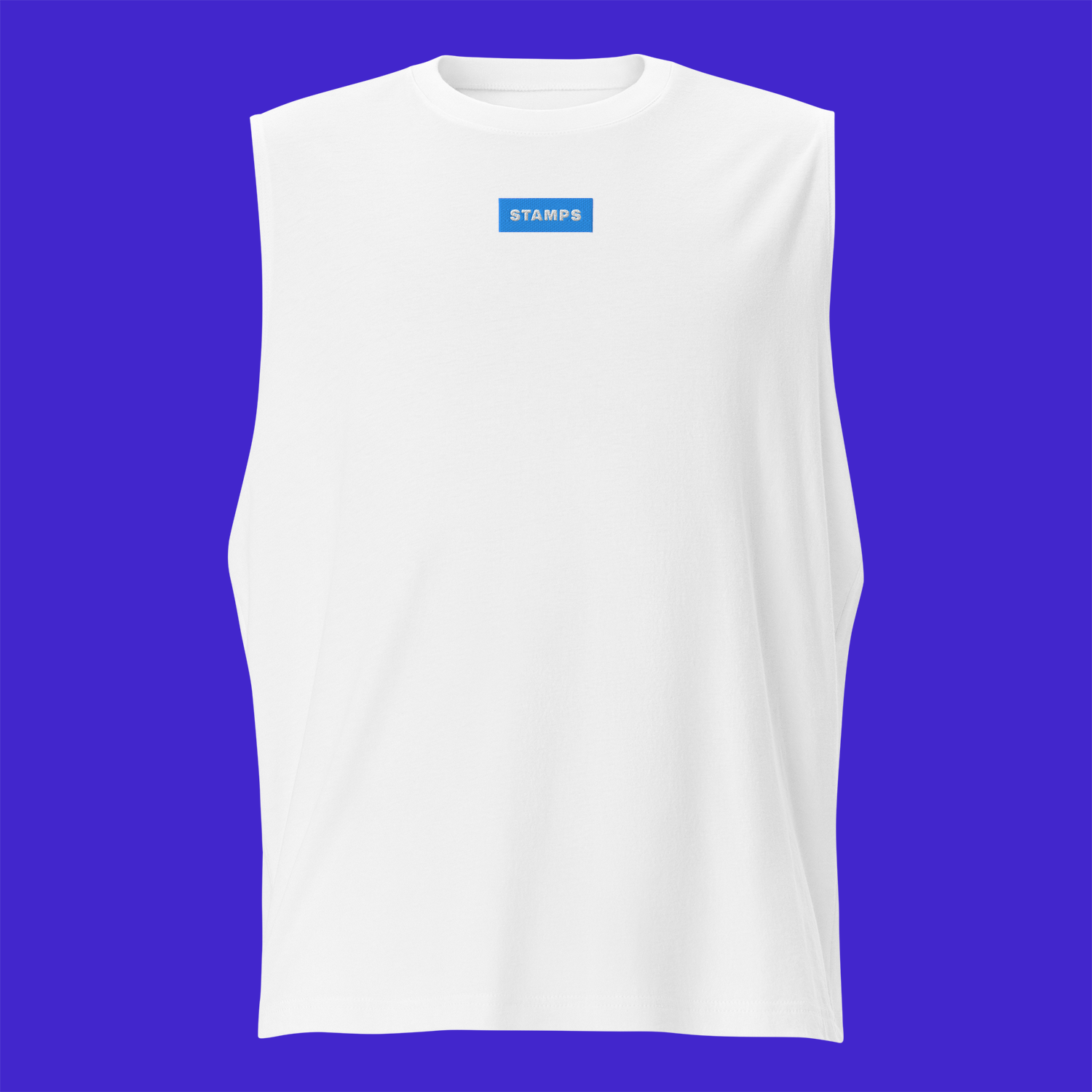 Unisex Muscle Shirt - WHITE - STAMPS (blue)